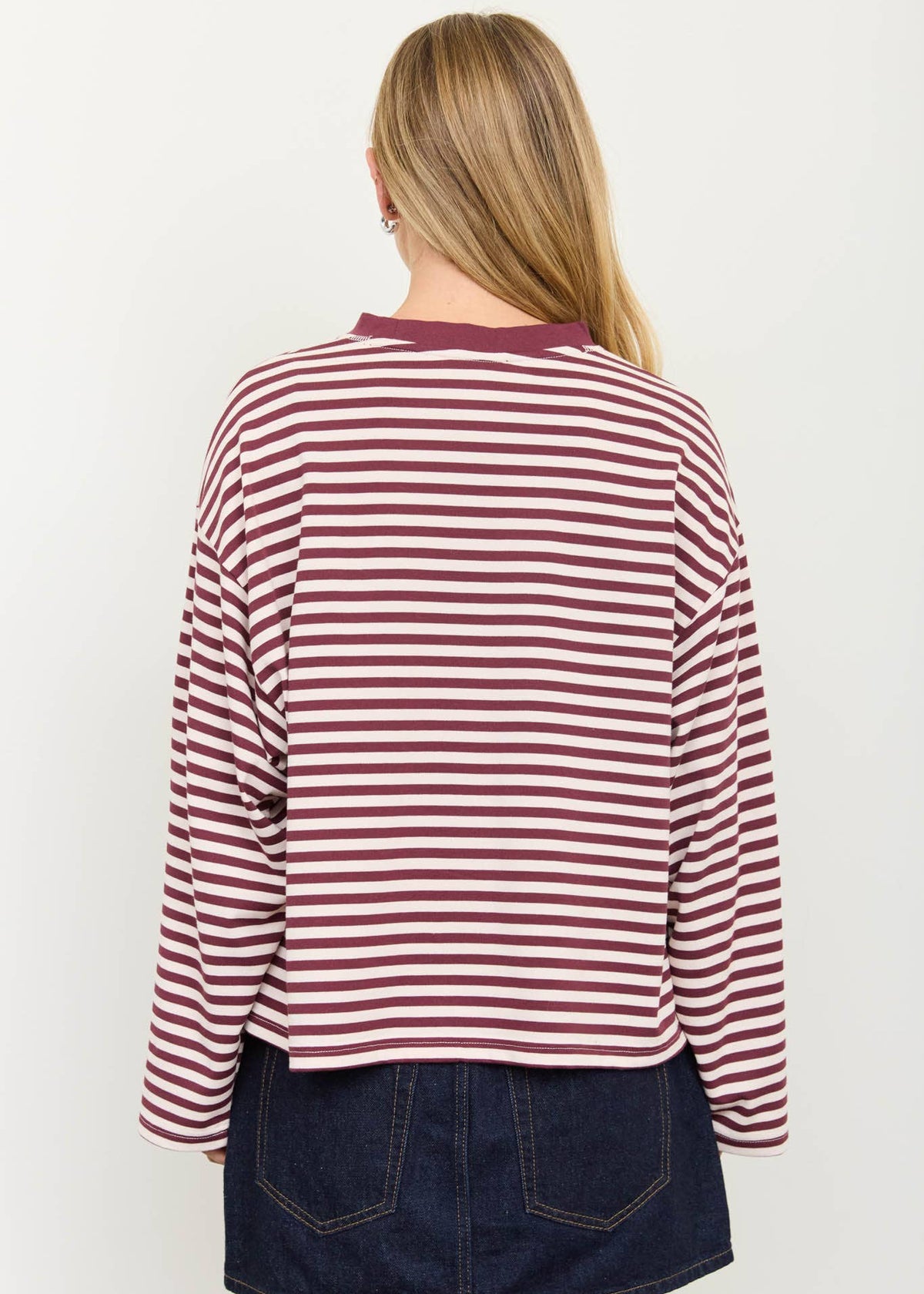 Kenzie Burgundy Stripe Top