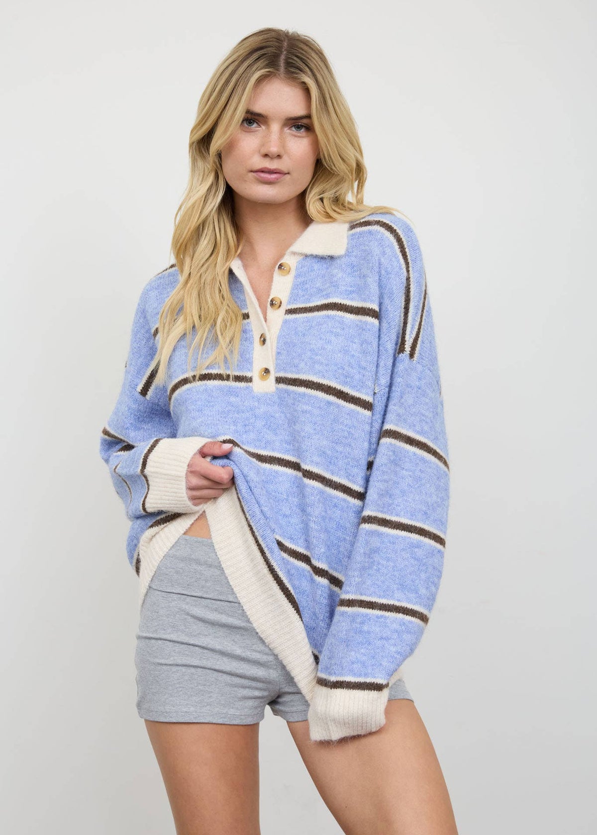 Leah Polo Striped Sweater