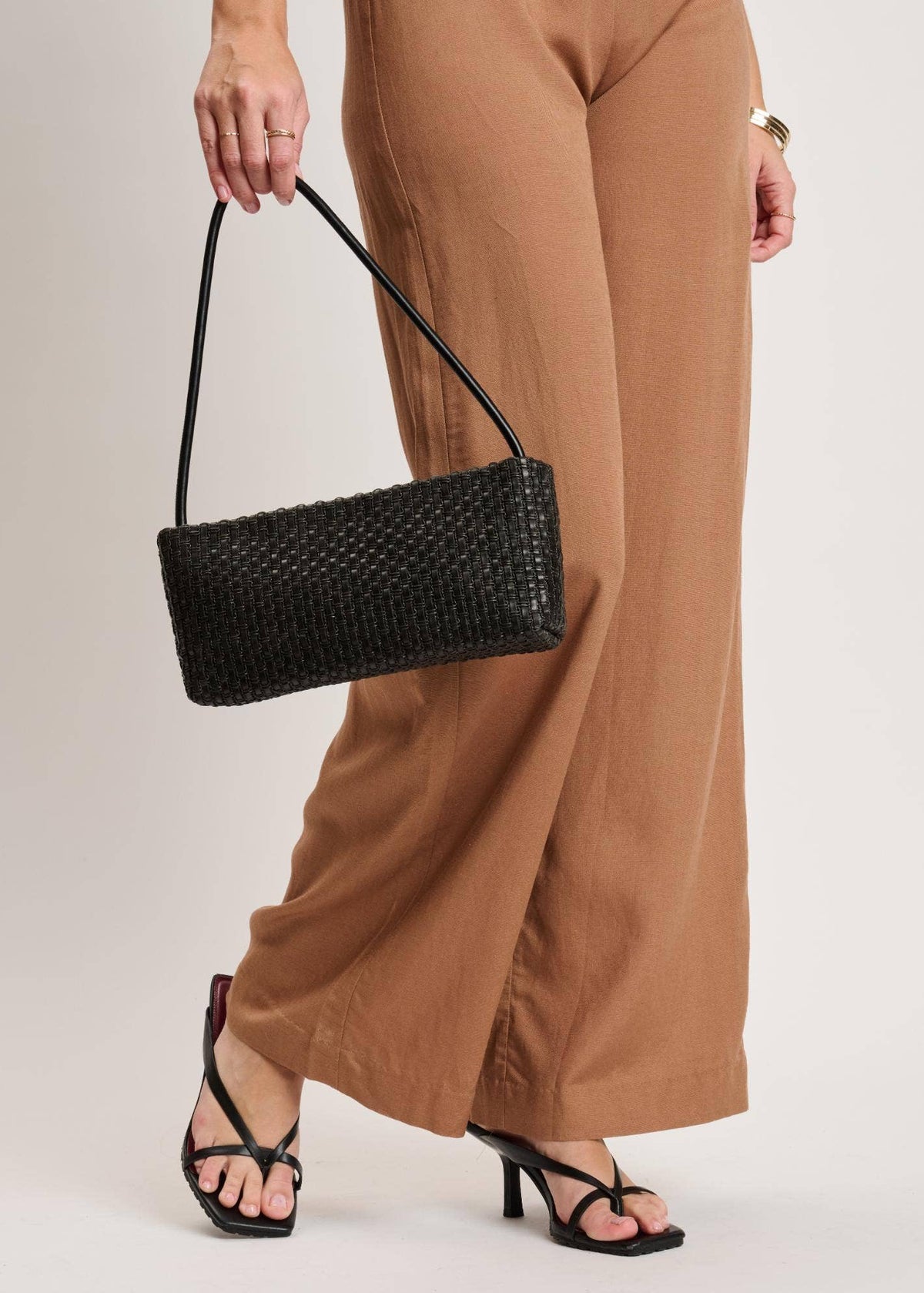 Moda Luxe Lucy Black Woven Shoulder Bag