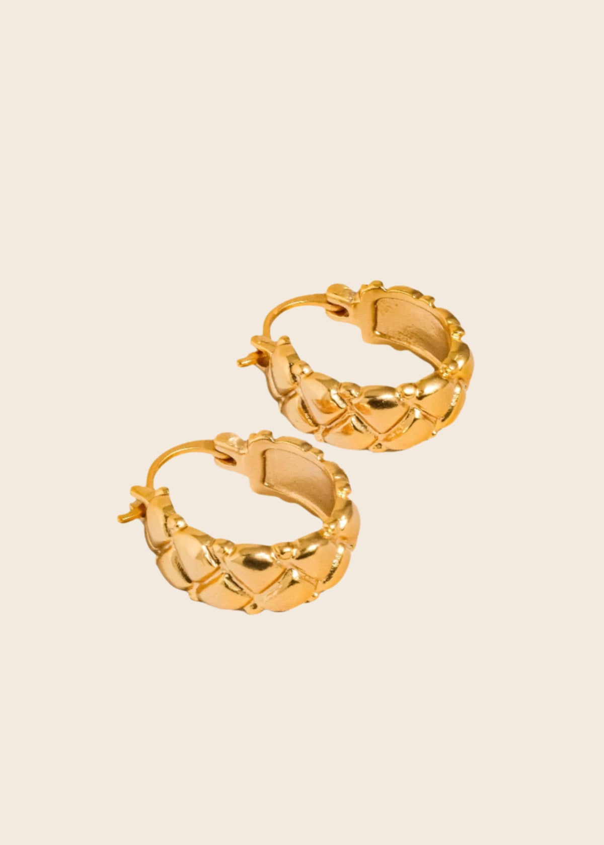 Revenir 18K Gold Patterned Hoop Earrings