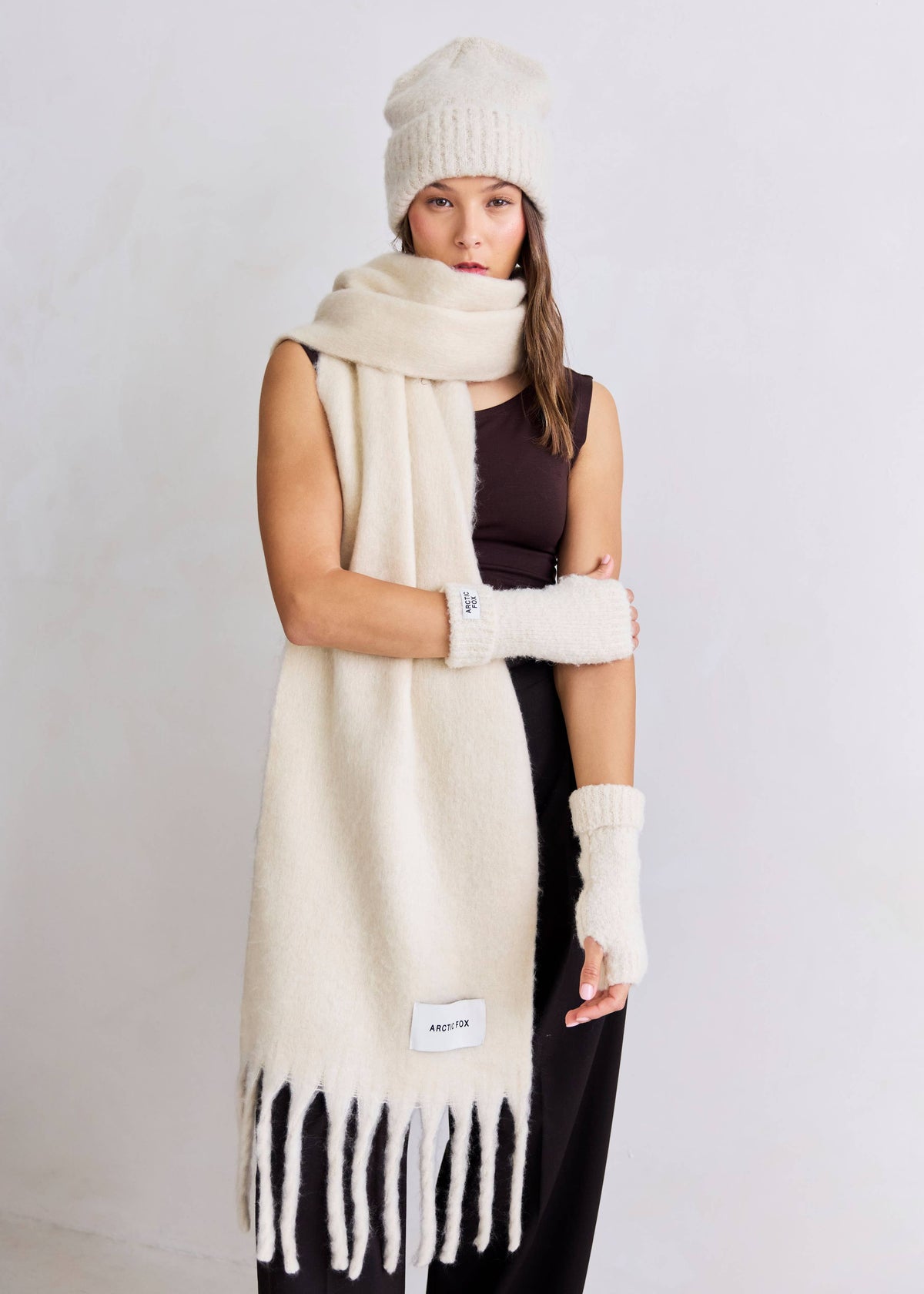 Arctic Fox Beanie Hat in Pebble Beige