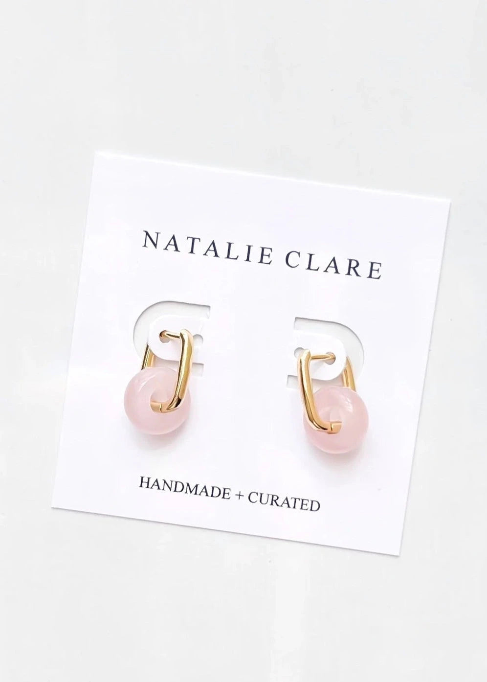 Natalie Clare Rose Quartz Hoops