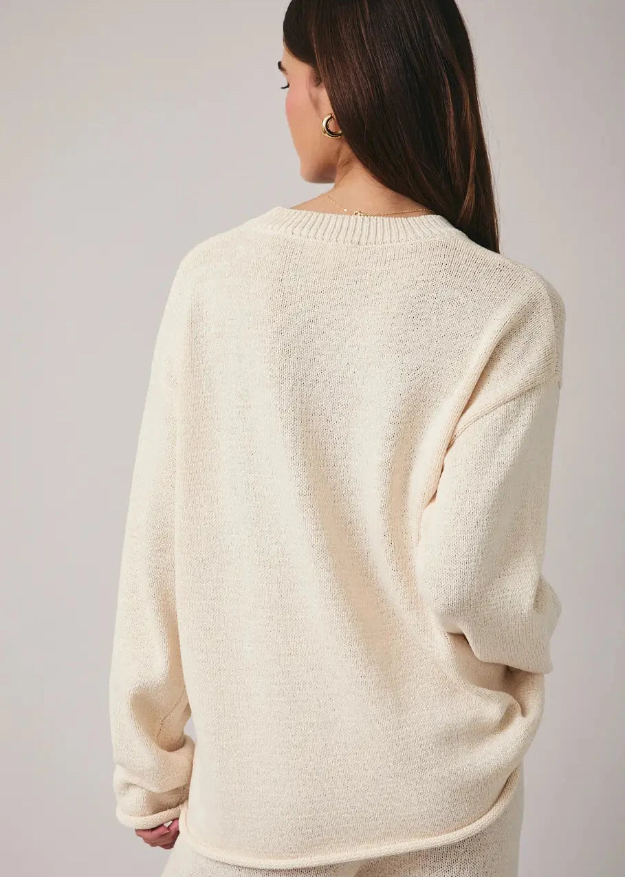 Claudia Rolled Knit Sweater Top