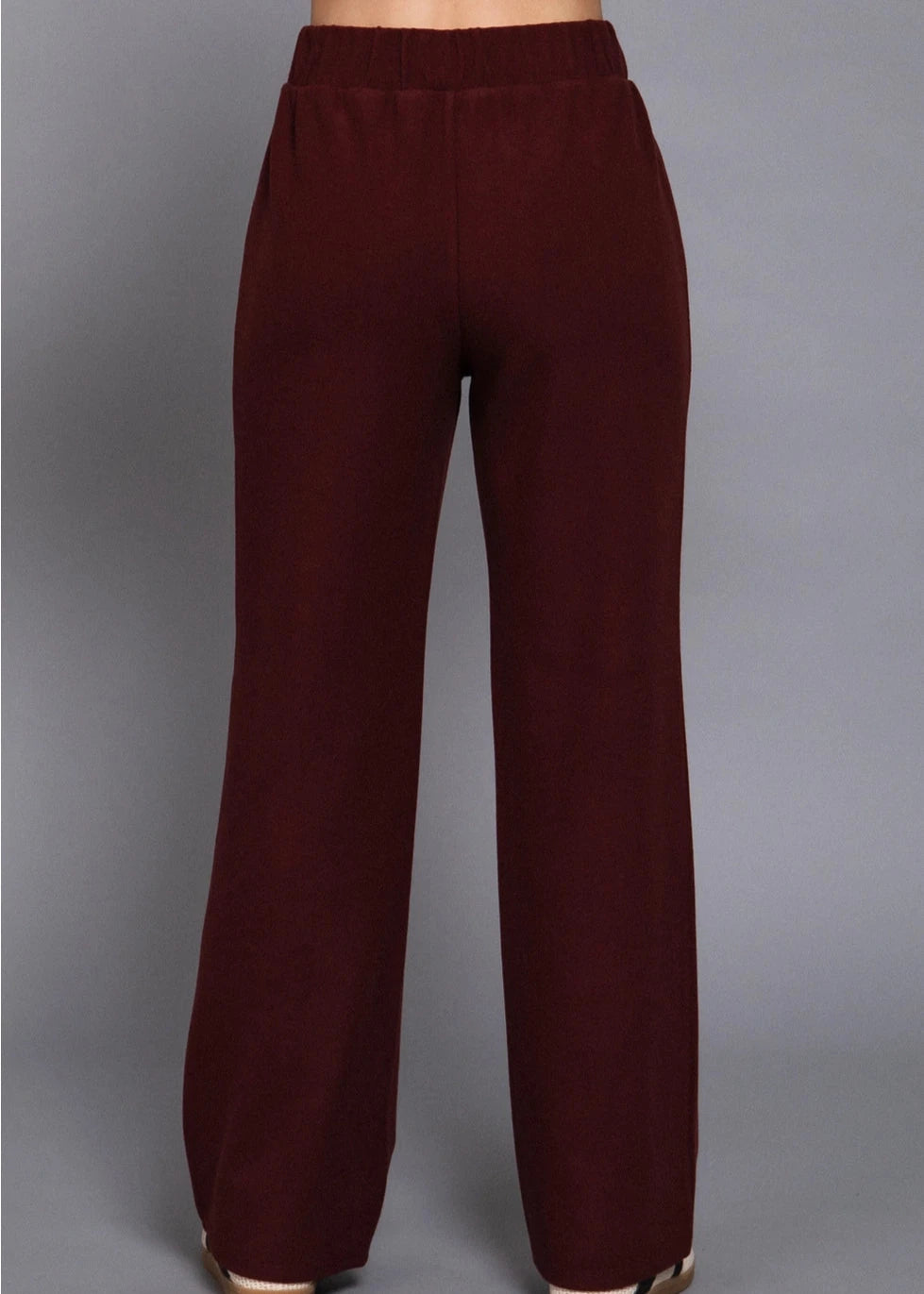 Bridgette Burgundy Ribbed Knit Sweatpants