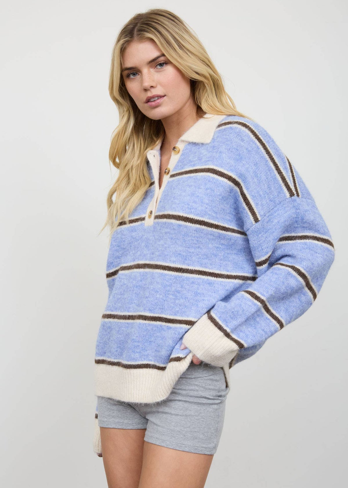 Leah Polo Striped Sweater