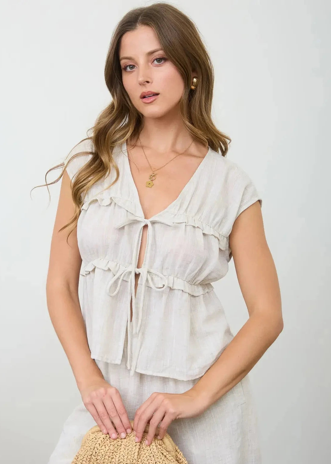 Ramsey Front Tie Short Sleeve Top