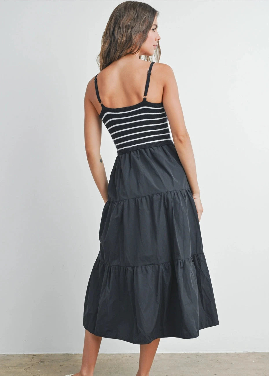 Sofie Striped Knit Tiered Maxi Dress