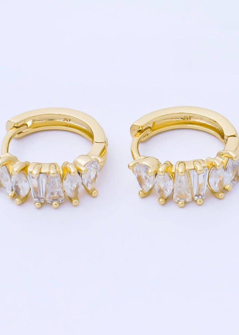 Mixed Cut Cluster Huggie Earrings