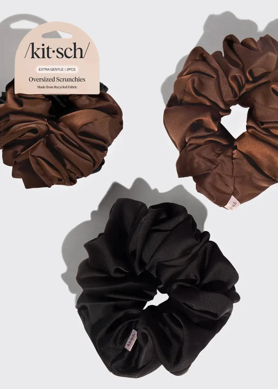 Kitsch Oversized Scrunchies in Black & Chocolate