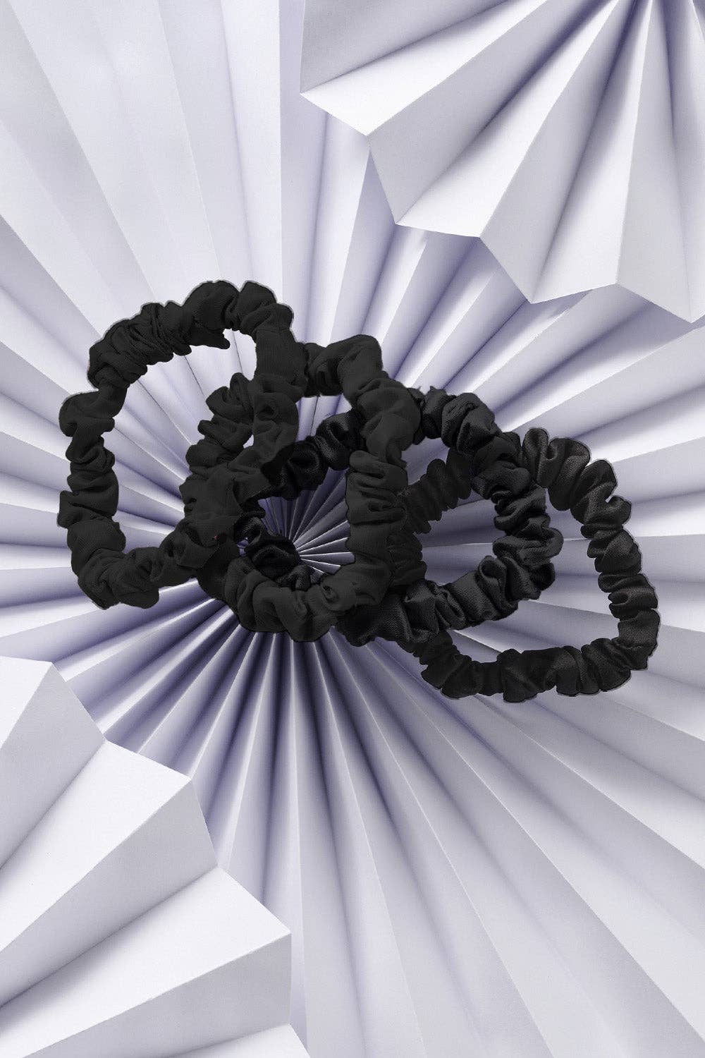 Skinny Satin Scrunchies Set in Black