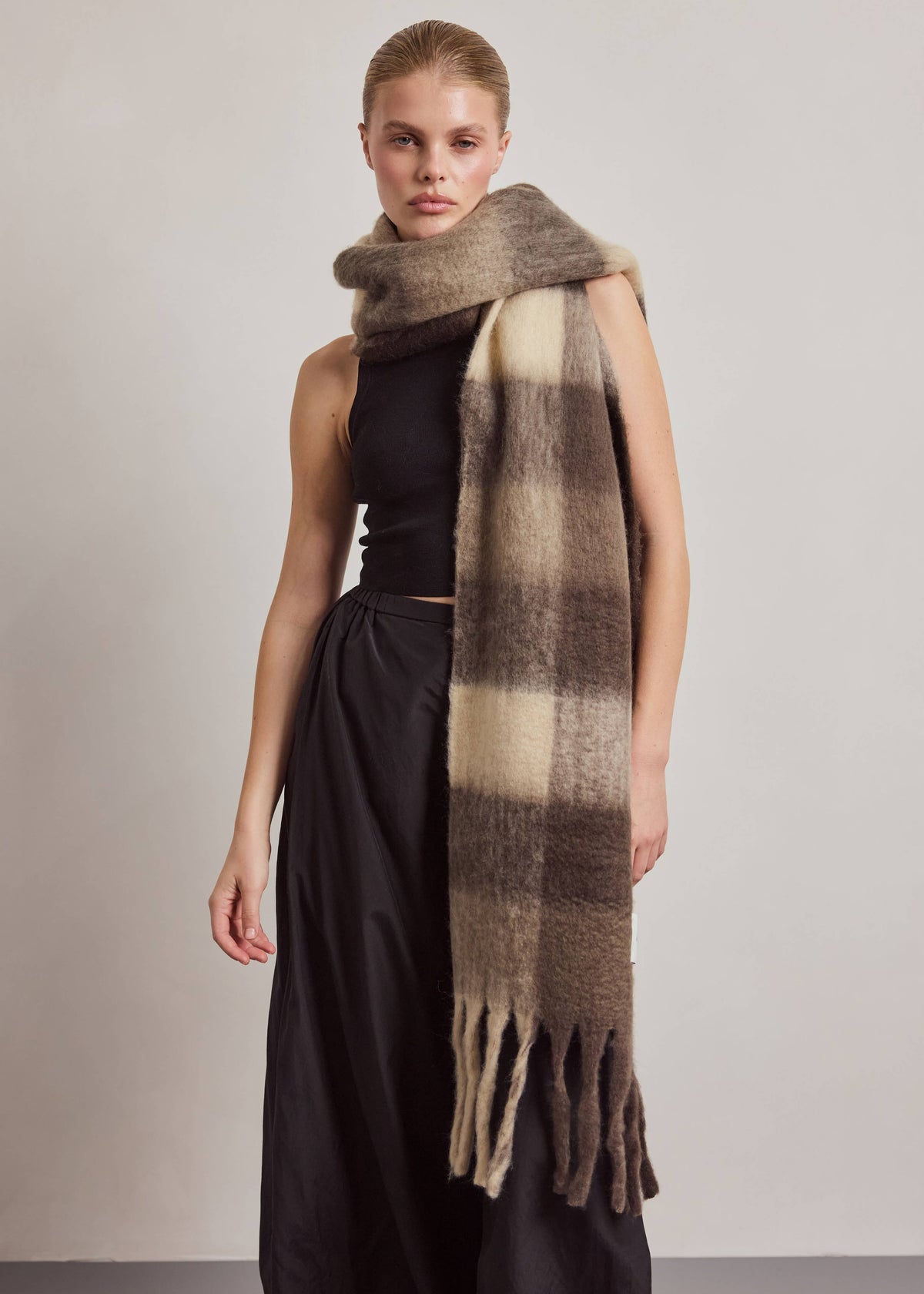 Arctic Fox  Reykjavik Scarf in Brown Check