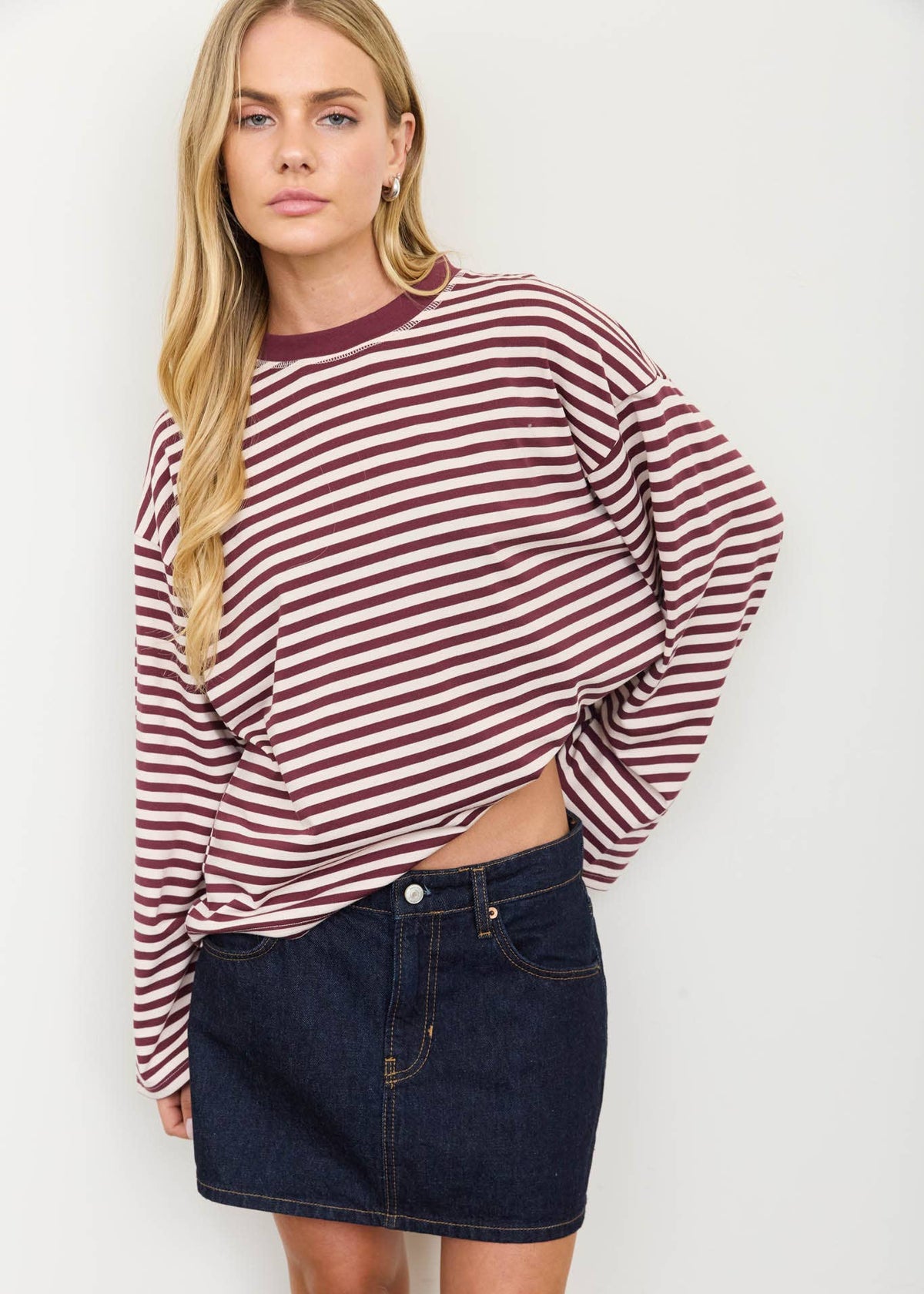 Kenzie Burgundy Stripe Top