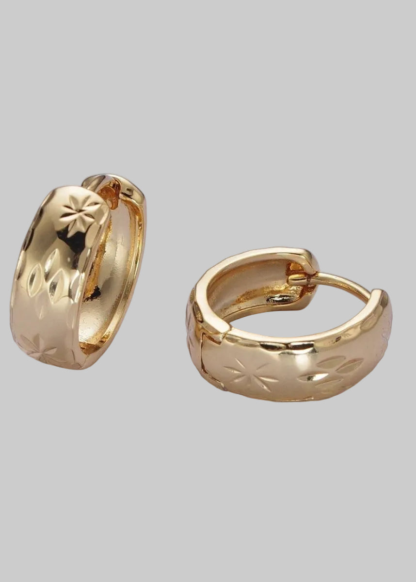 Textured Small Huggie Hoop Earrings 14K Gold Filled