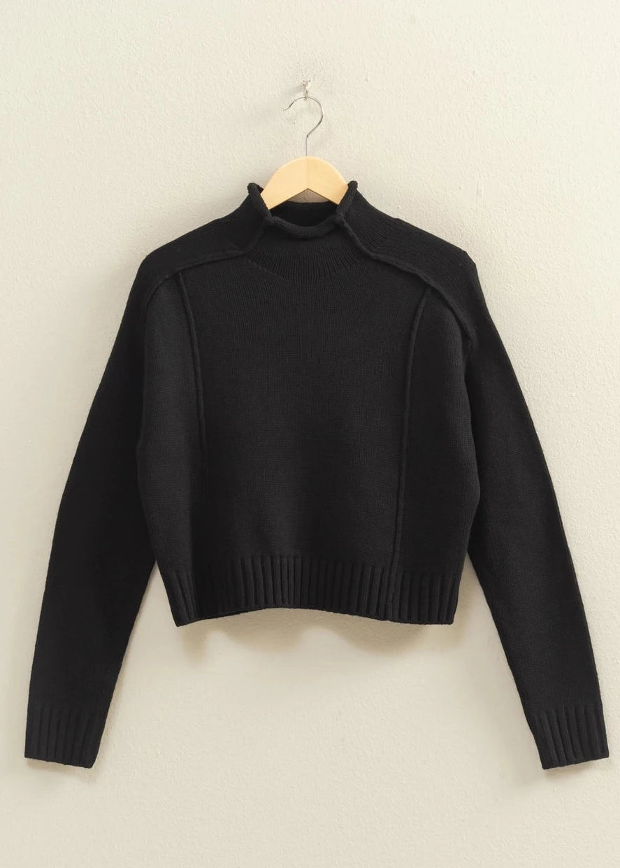 Piper Roll Neck Knit Sweater in Black