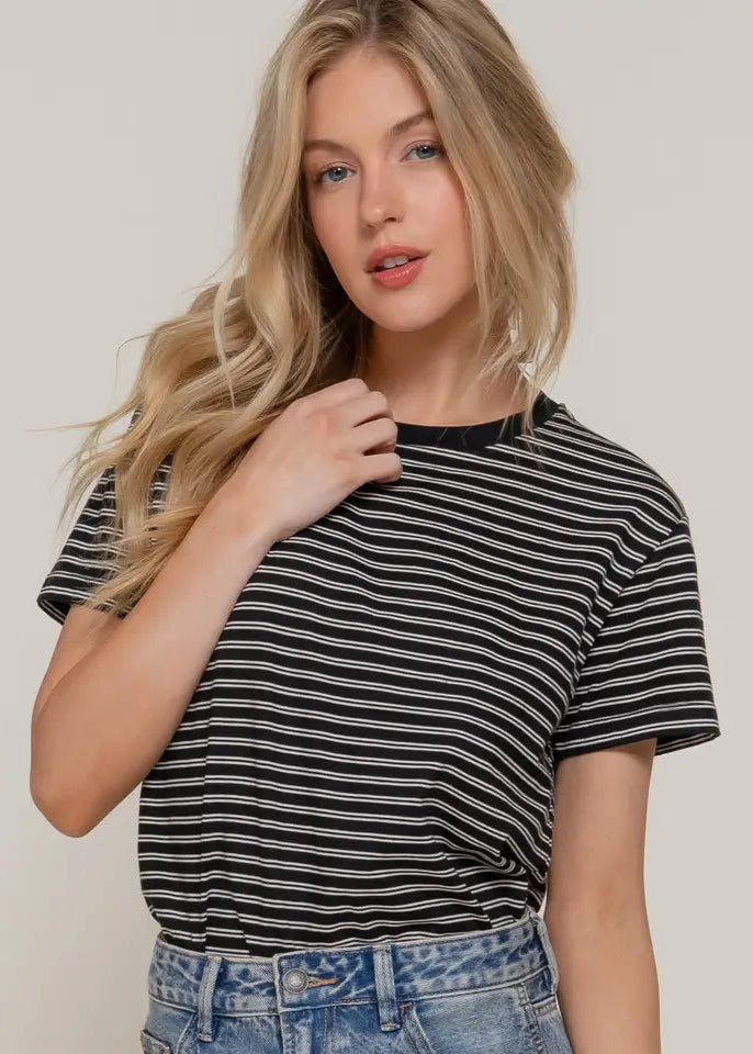 Ellen Round Neck Stripe Tee