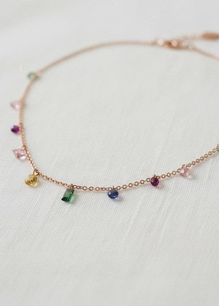 Rainbow Crystal Necklace and Bracelet Set