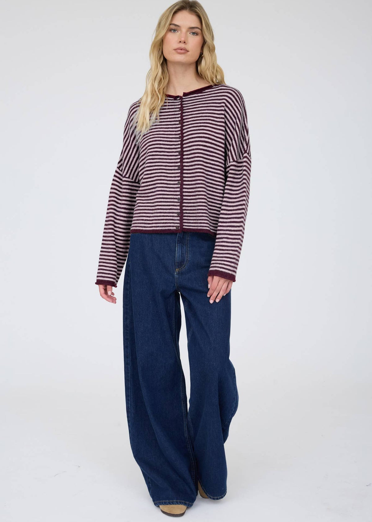 Brea Burgundy Stripe Cardigan