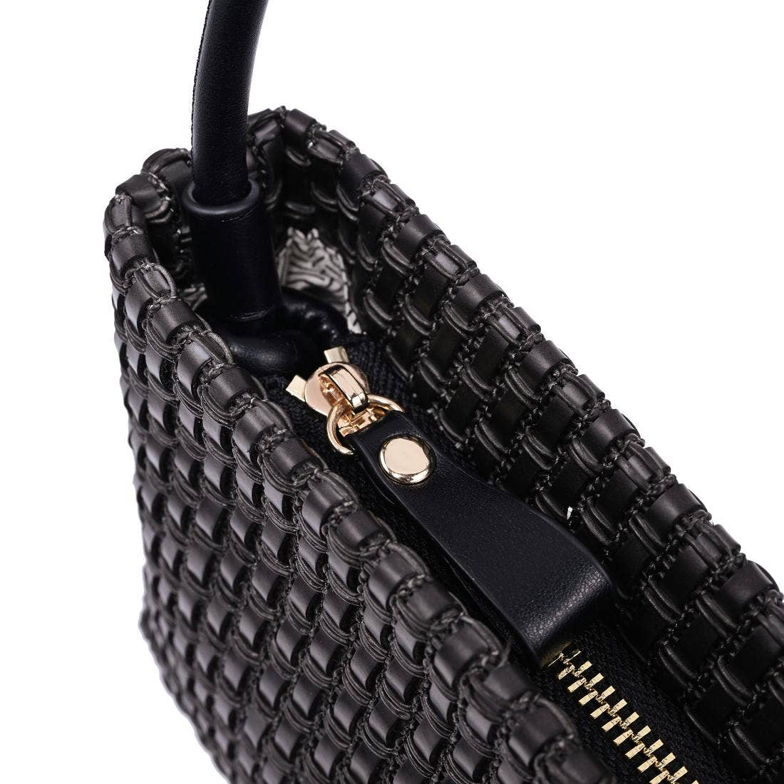 Moda Luxe Lucy Black Woven Shoulder Bag