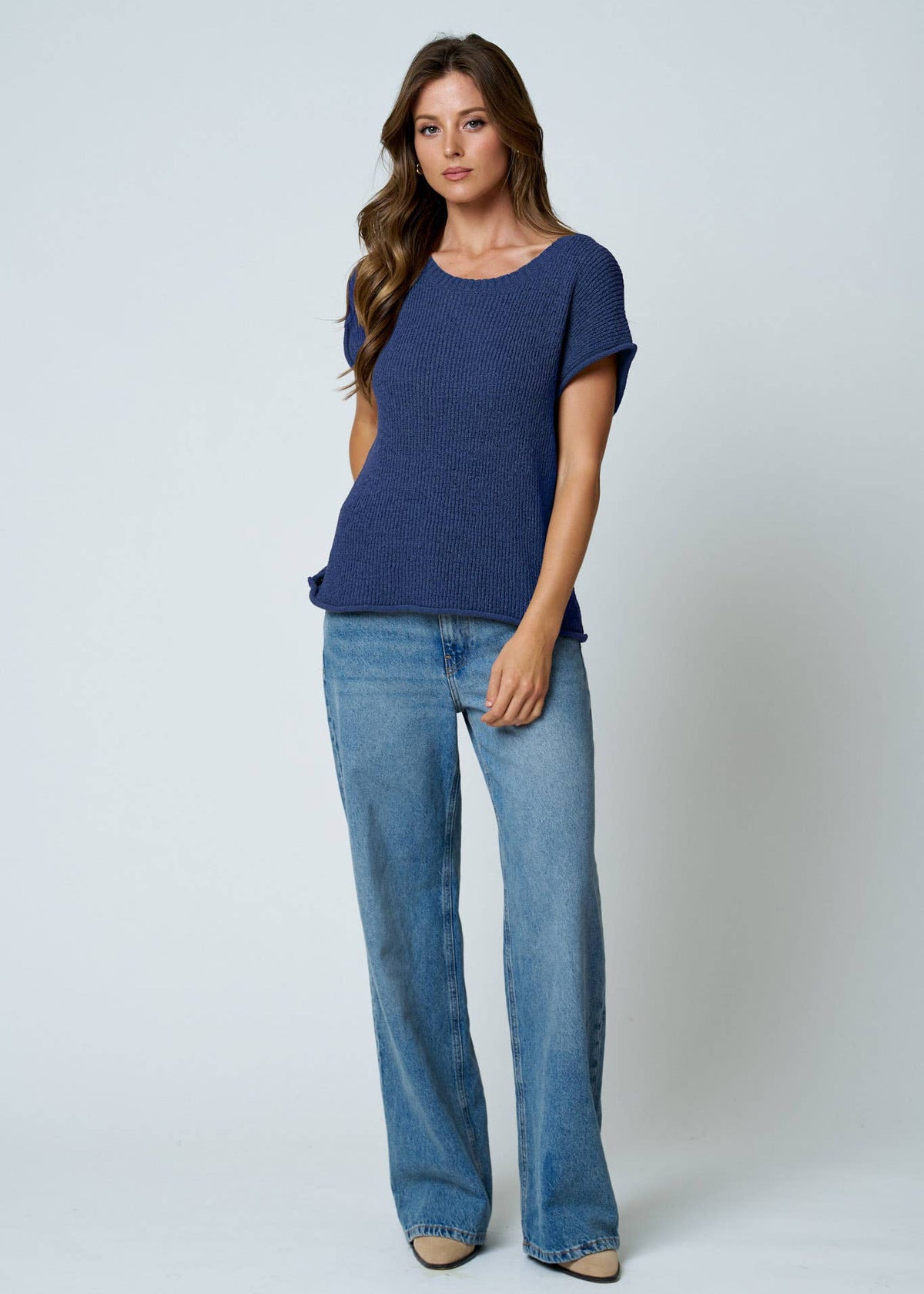 Carly Short Sleeve knit in Navy