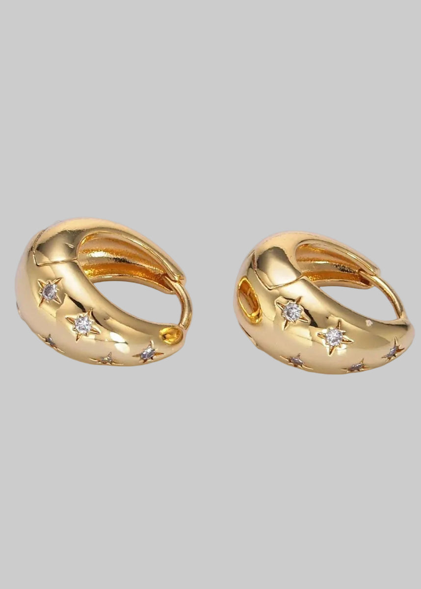 Celestial North Star Gold Filled Huggie Earrings