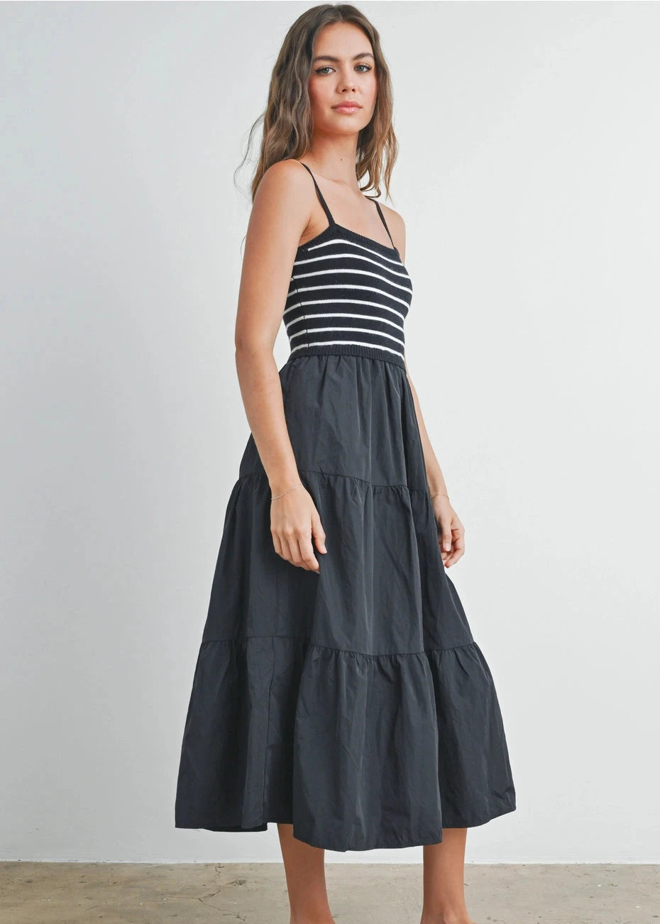 Sofie Striped Knit Tiered Maxi Dress