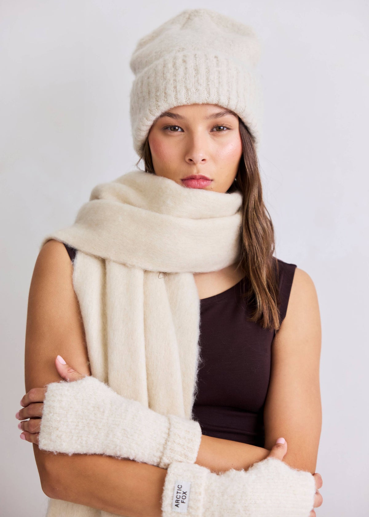 Arctic Fox Beanie Hat in Pebble Beige