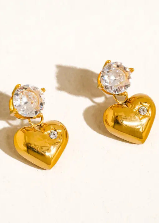 Annika Heart Dangle Gold Earrings