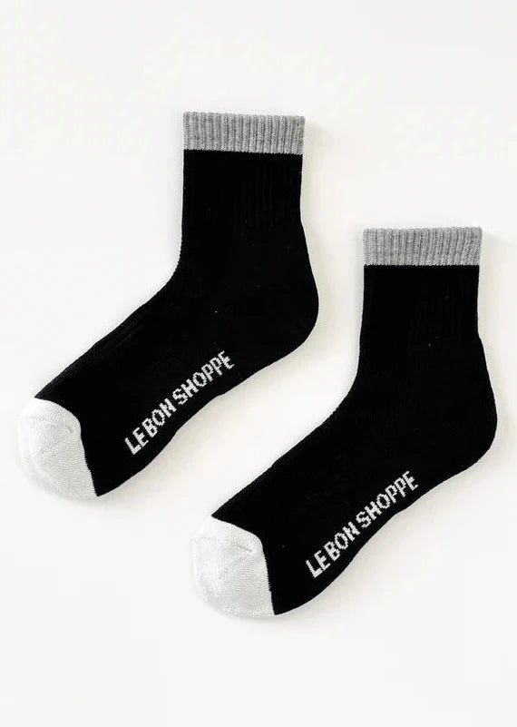Le Bon Shoppe Color Block Girlfriend Socks in Black & Grey