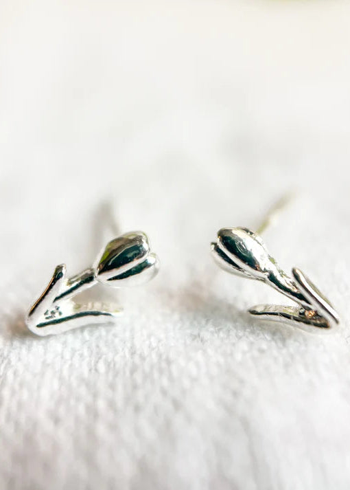 Mini Silver Tulip Studs