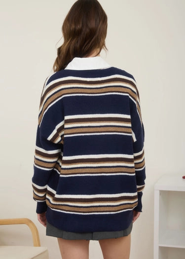 Drew Multicolor Striped V-Neck Sweater