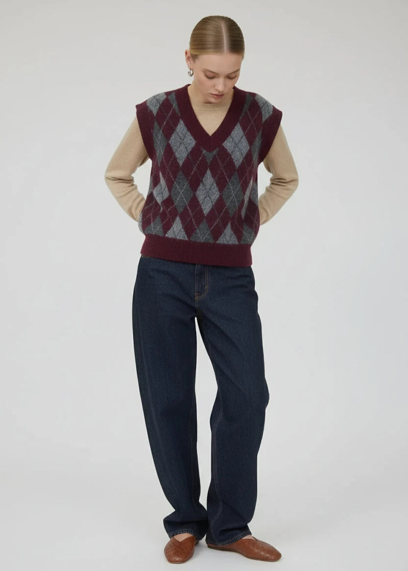 Angie V Neck Knit Pullover Vest