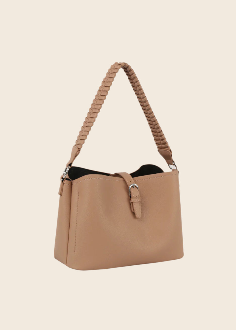 Sydney Woven Top Handle Hobo Bag in Taupe