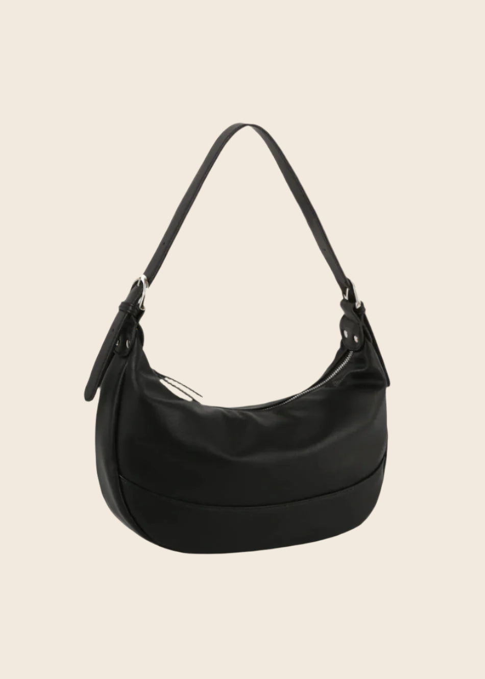 Mari Crescent Shoulder Bag in Black