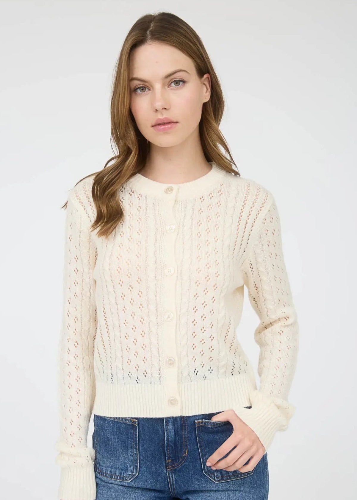 Connie Sheer Cable Knit Cardigan