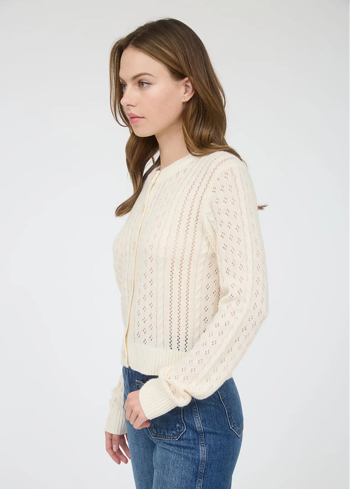 Connie Sheer Cable Knit Cardigan