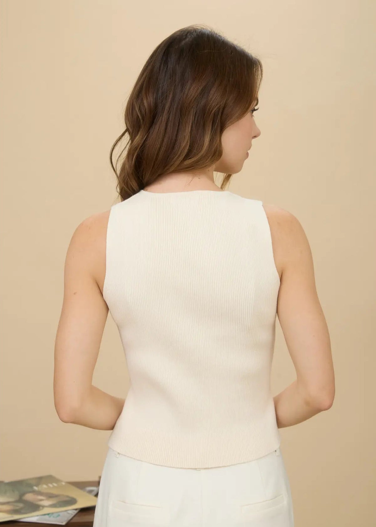 Marie Knit Vest in Ivory