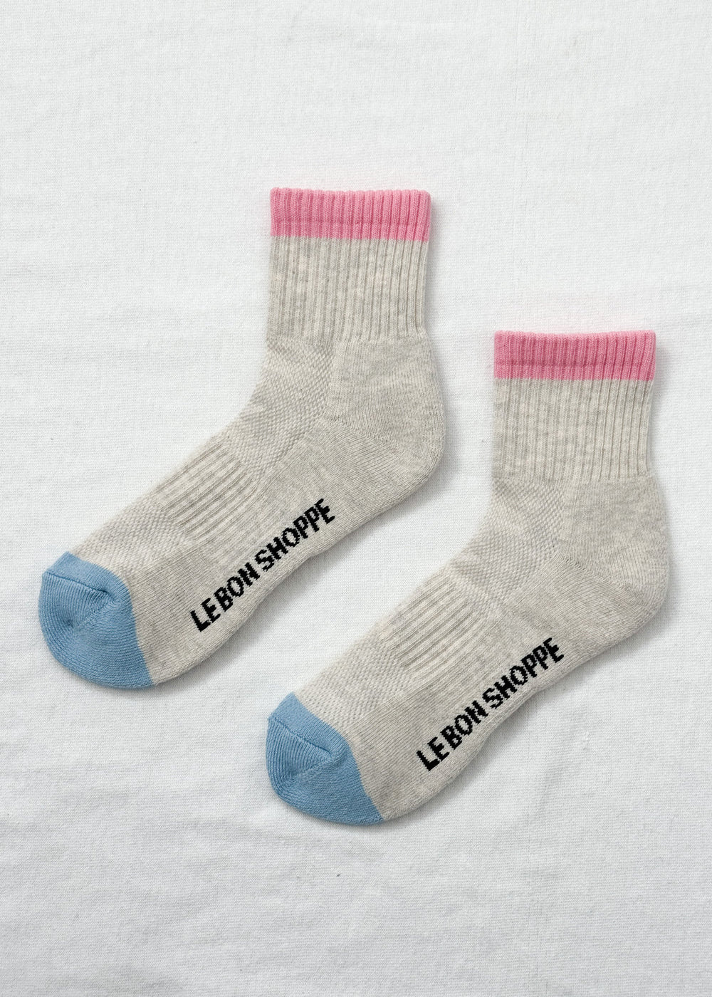 Le Bon Shoppe Color Block Girlfriend Socks in Grey/Pink