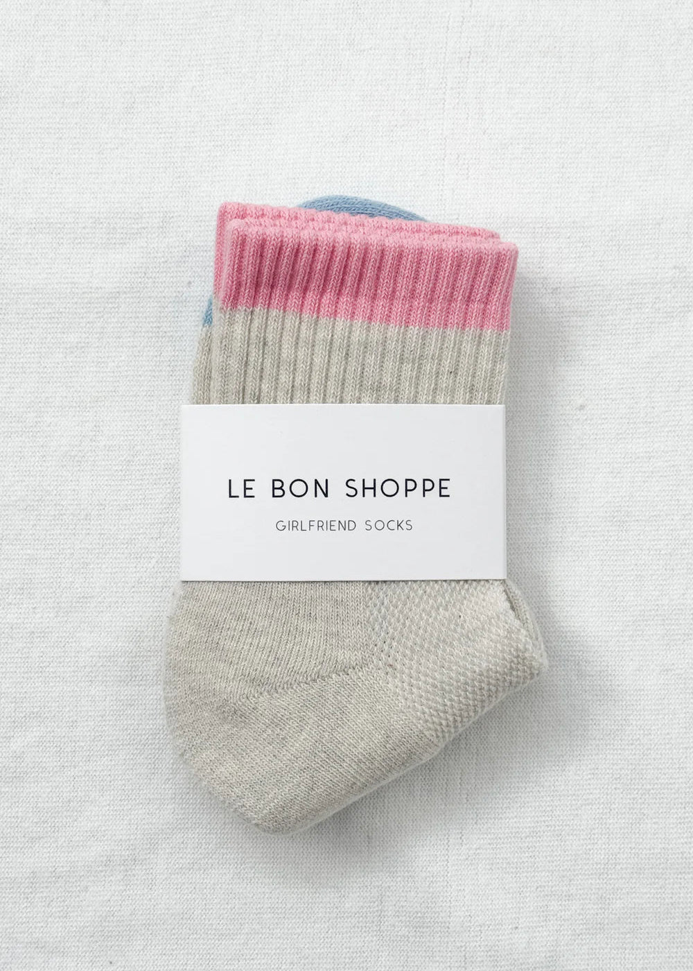 Le Bon Shoppe Color Block Girlfriend Socks in Grey/Pink