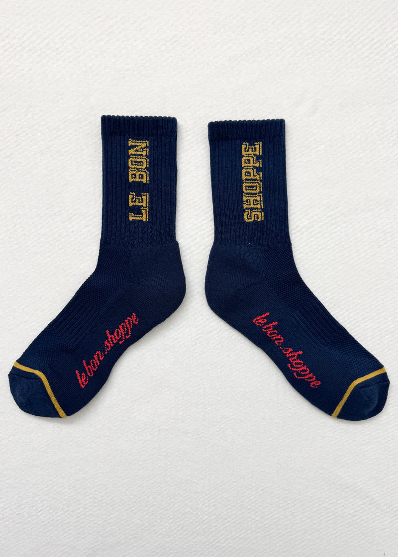 Le Bon Shoppe Preppy Socks in Navy/Gold