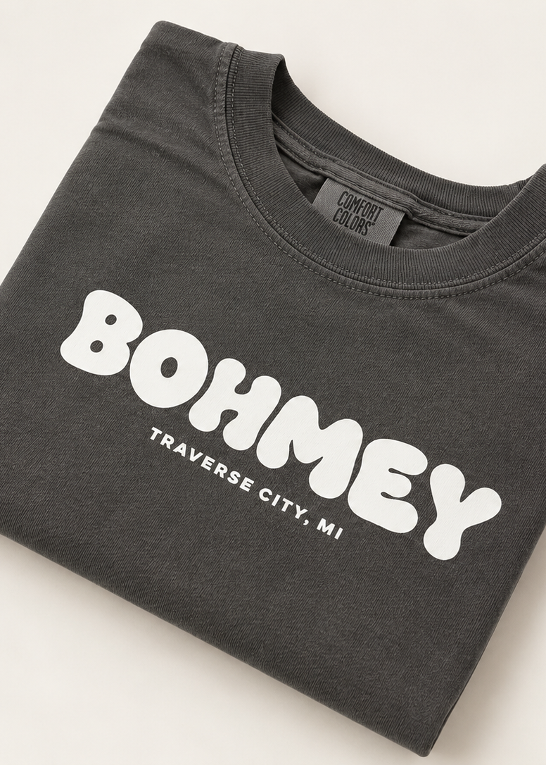 Bohmey Retro Tee — Washed Charcoal