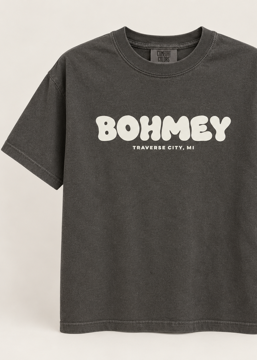 Bohmey Retro Tee — Washed Charcoal