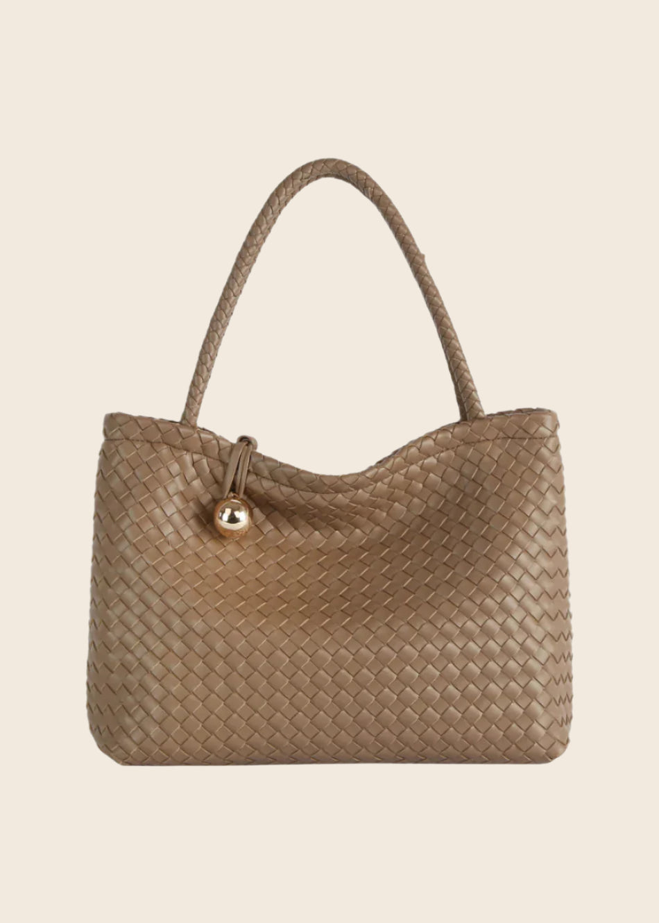 Lizzy Woven Shoulder Bag in Stone
