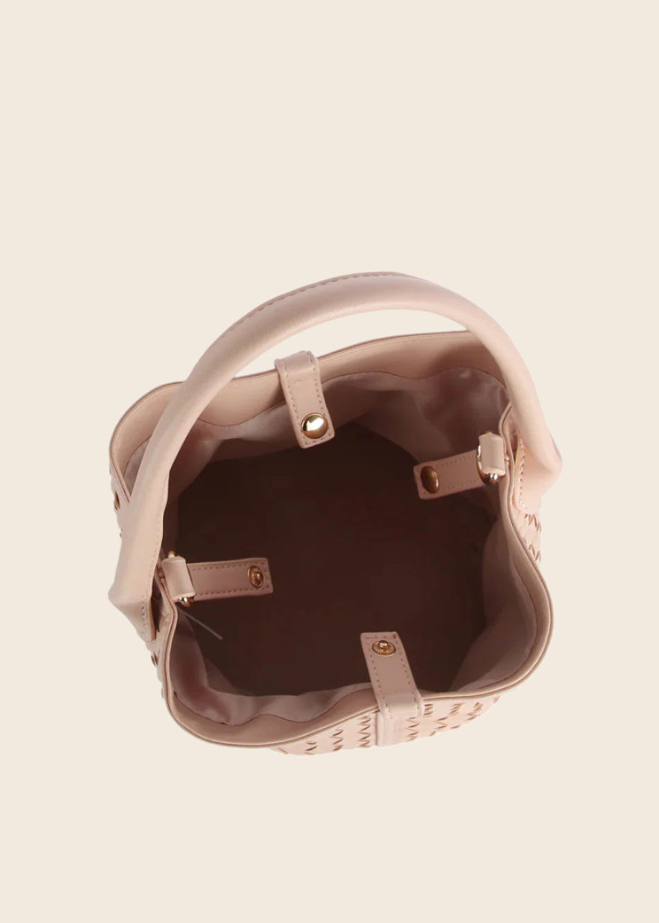 Quinn Woven Bucket Bag in Stone