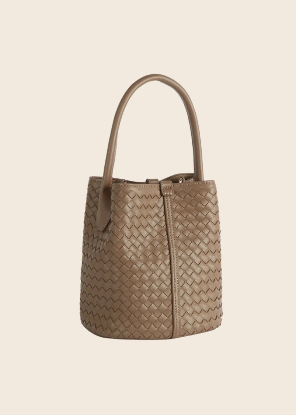 Quinn Woven Bucket Bag in Stone