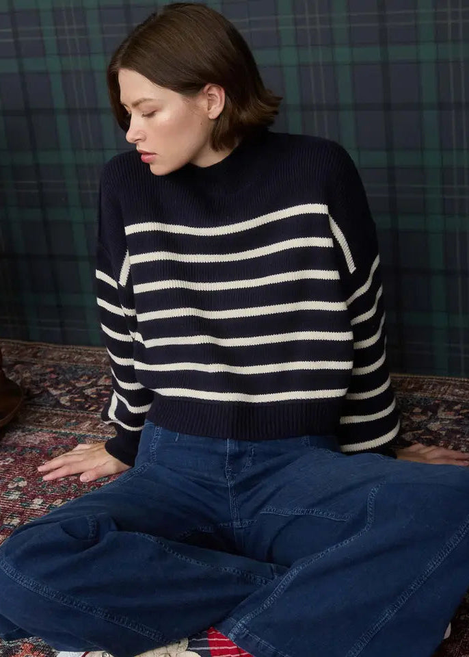 Jackie Striped Mock Neck Sweater