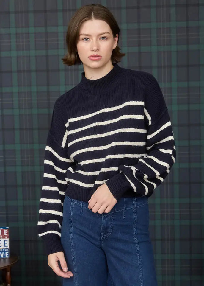 Jackie Striped Mock Neck Sweater