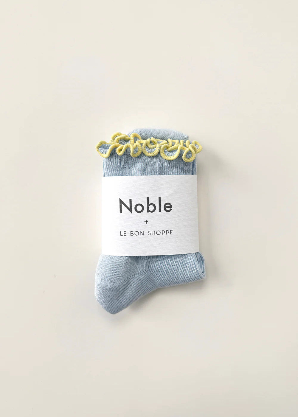 Le Bon Shoppe Ruffled Modal Socks in Baby Blue/Butter