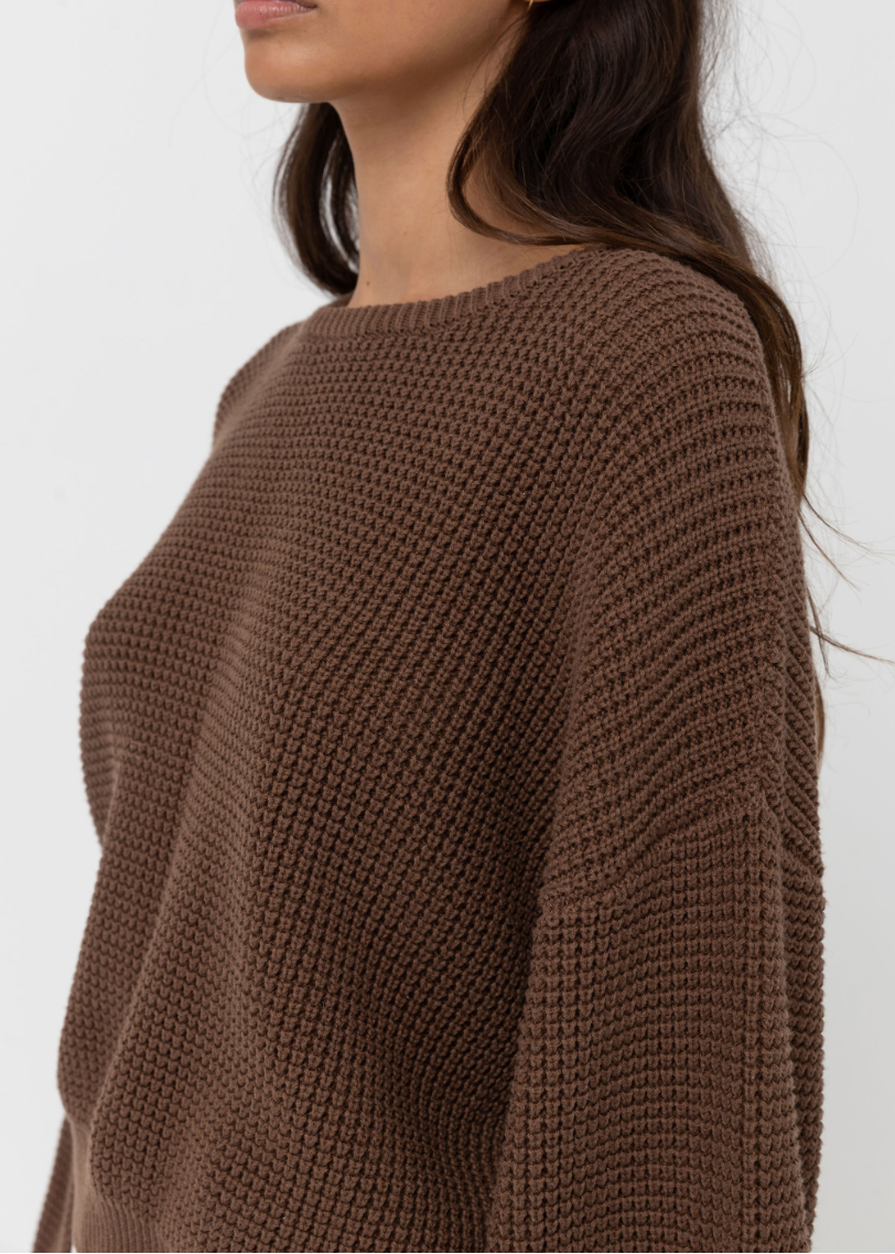 Rhythm Classic Knit Sweater in Chocolate