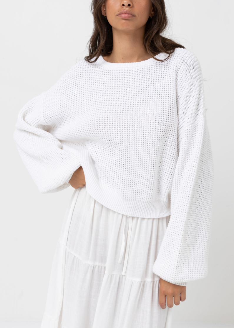 Rhythm Classic Knit Sweater in White