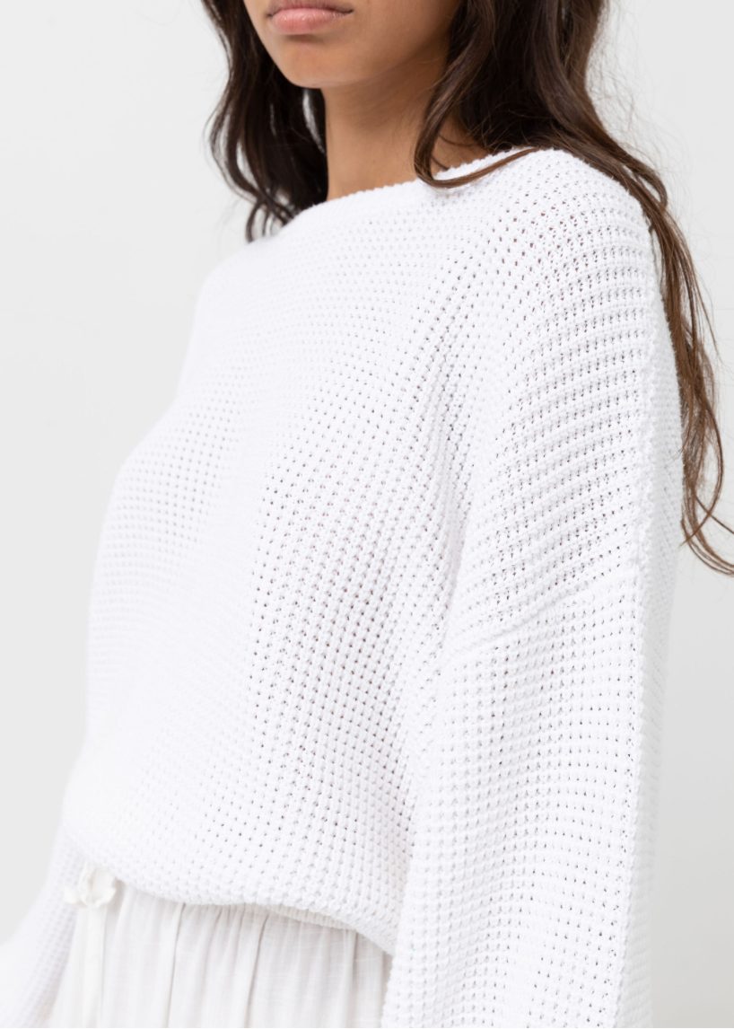 Rhythm Classic Knit Sweater in White